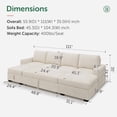 thumbnail image 2 of Marrber 111 inch Modern Corduroy U-Shaped Sectional Sofa, 6-Piece Modular Couch with Pull Out Bed, Storage Chaise Lounge, Light Beige for Living Room, 2 of 9