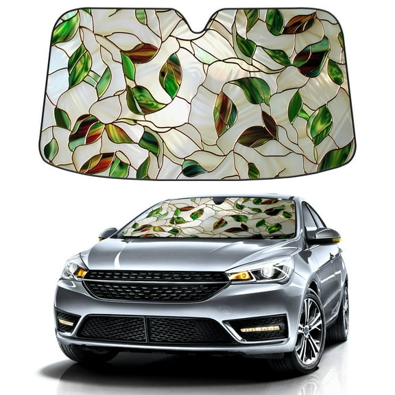 Car Windshield Sun Shade Funny for Car Front Window Leaves (4) (1) Foldable Car Sunshade Windshield | Vehicle Car Sun Visor UV Rays &Heat Blocker Covers Auto Window Protector