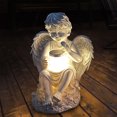 thumbnail image 5 of Resin Sitting Angel Statue Art Solar Lamp Garden Ornament Home Decor Decor Supplies (Boy), 5 of 8