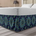 thumbnail image 1 of Abstract Bed Skirt, Rhythmic Print of Pointy Sun Rays Summer Vibes Dark Tone Ethnic Like Motifs, Elastic Bedskirt Dust Ruffle Wrap Around for Bedding Decor, 4 Sizes, Quartz Multicolor, by Ambesonne, 1 of 2