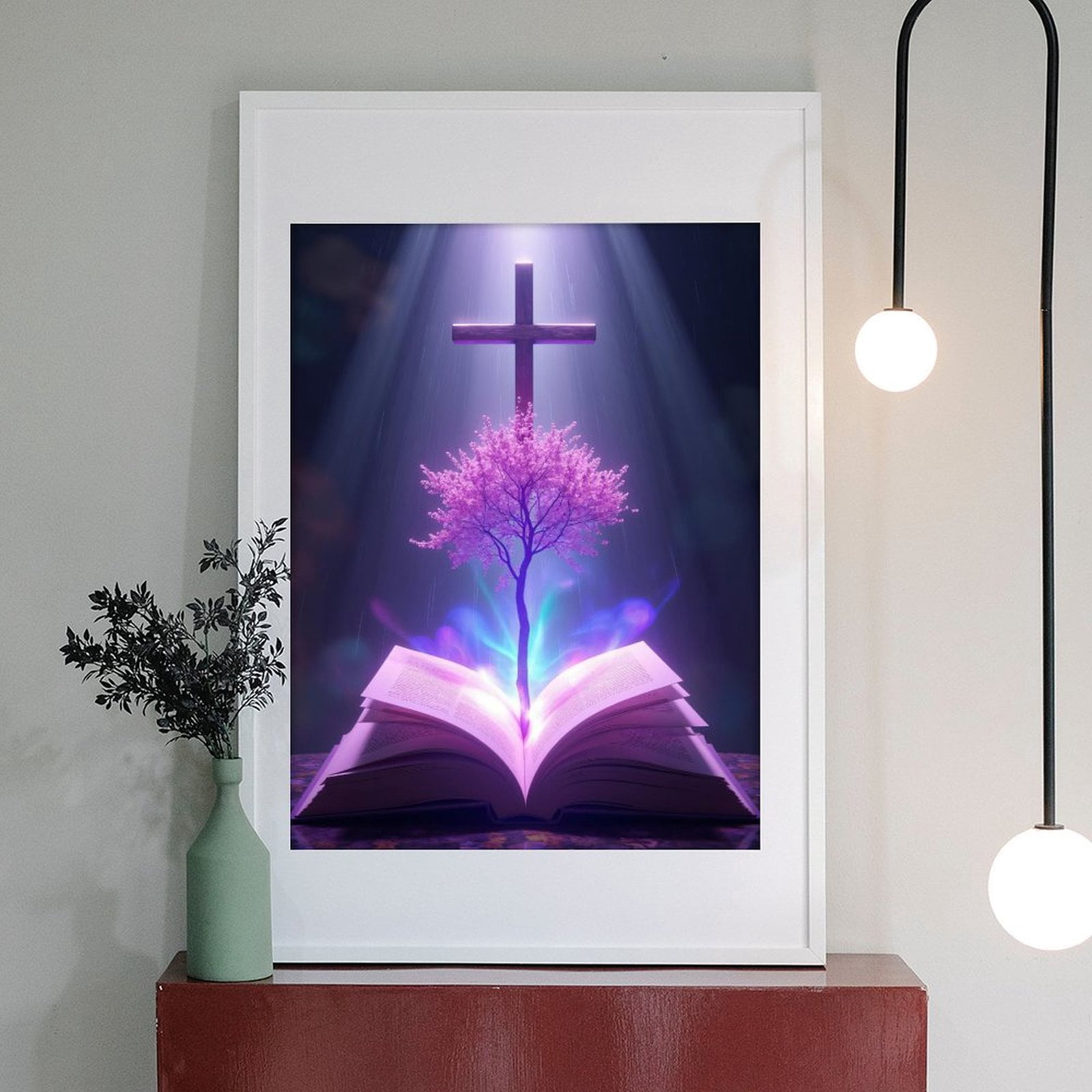 Diamond Art Kits for Adults - 5d Purple Tree Light Cross Diamond Painting for Adults, Diamond Art for Adults Beginners, Diamond Painting Kits for Adults for Home Wall Decor