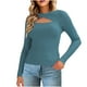 thumbnail image 3 of Camisetas de talla grande,Blusa informal de cuello redondo de punto calado para mujer, manga larga, poliéster, tejido suave y ligero, ideal para el hogar, sopatenor, 3 of 9