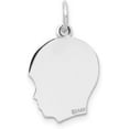 thumbnail image 3 of Avariah Solid Gold 14k White Plain Medium.013 Depth Facing Right Engravable Boy Charm - 22mm, 3 of 5