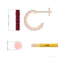 thumbnail image 4 of Angara Natural Channel-Set 1.32 ct Ruby Huggie Hoop Earrings in 14K Rose Gold for Women – July Birthstone Jewelry | Square Shaped Ruby Hoop Earrings, 4 of 9
