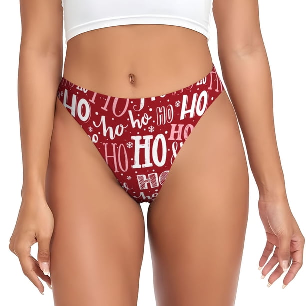 Fotbe Ho Funny Christmas Tanga Sin Costuras para Mujer con Estampado – Panties Invisibles, Transpirables y Cómodos para Uso Diario-Small