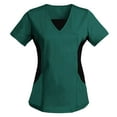 thumbnail image 2 of Kctiaxy Nursing Scrubs for Women Short Sleeve V Neck T Shirts Colorblocking Summer Fashion Causal Stretch Working Scrub Tops with Pocketss, 2 of 4