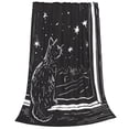 thumbnail image 2 of Fotbe Star Gazing Cat Illustration Manta de Franela Acolchonada con Estampado, Súper Suave y Esponjosa, Extra Grande para Sofá, Cama, Uso Todo el Año-60"x50", 2 of 7
