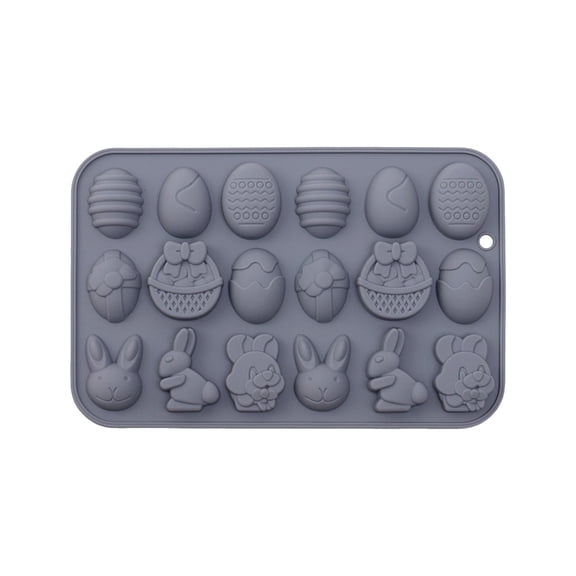 Easter Silicone Candy Mold 1-PACK 9 Shaped Egg Rabbit 36 Cavities Chocolate Mould Wax Melt Tray for Gummies Cupcake Decor Kids Holiday Gift Fudge Making Set