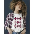 thumbnail image 2 of Lucky Love Emojis - Retro Argyle Graphic Women's T-shirt, 2 of 4