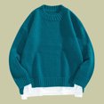 thumbnail image 2 of IROINNID Men's Sweater Round Neck Long Sleeve Jumper Mid-Length Solid Color Leisure Pullover Sweater Sports Sweater Bottoming Shirt, 2 of 3