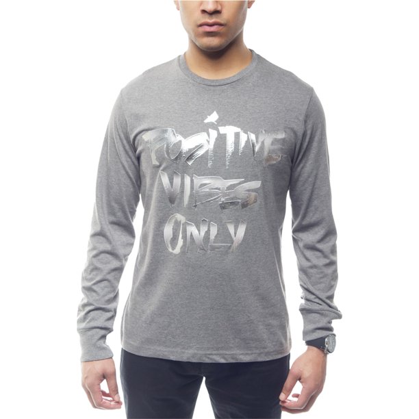 Sean John - Camiseta gráfica para hombre con vibraciones positivas, gris, pequeña