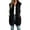 Black, variant on Vests for Women Long Hooded Full Zip Sleeveless Loose Fit Two Front Pockets Banded Hem Mid Thigh Solid Color Casual Fall Winter