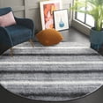 thumbnail image 2 of SAFAVIEH Border & Stripe Jerred Striped Shag Area Rug, Grey/Black, 6'7" x 6'7" Round, 2 of 7
