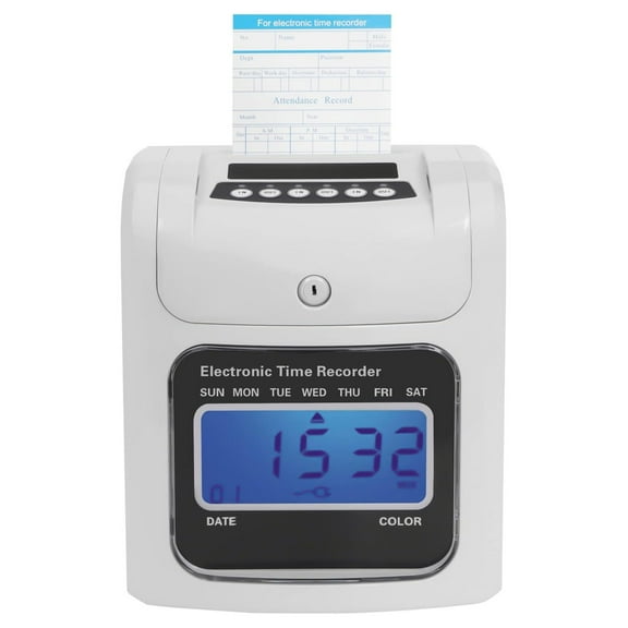 Time Clock for Employees Small Business, Smart Calculating Time Clock Use for Up to 50 Employees Business Includes 50 Time Cards and 1 Security Key