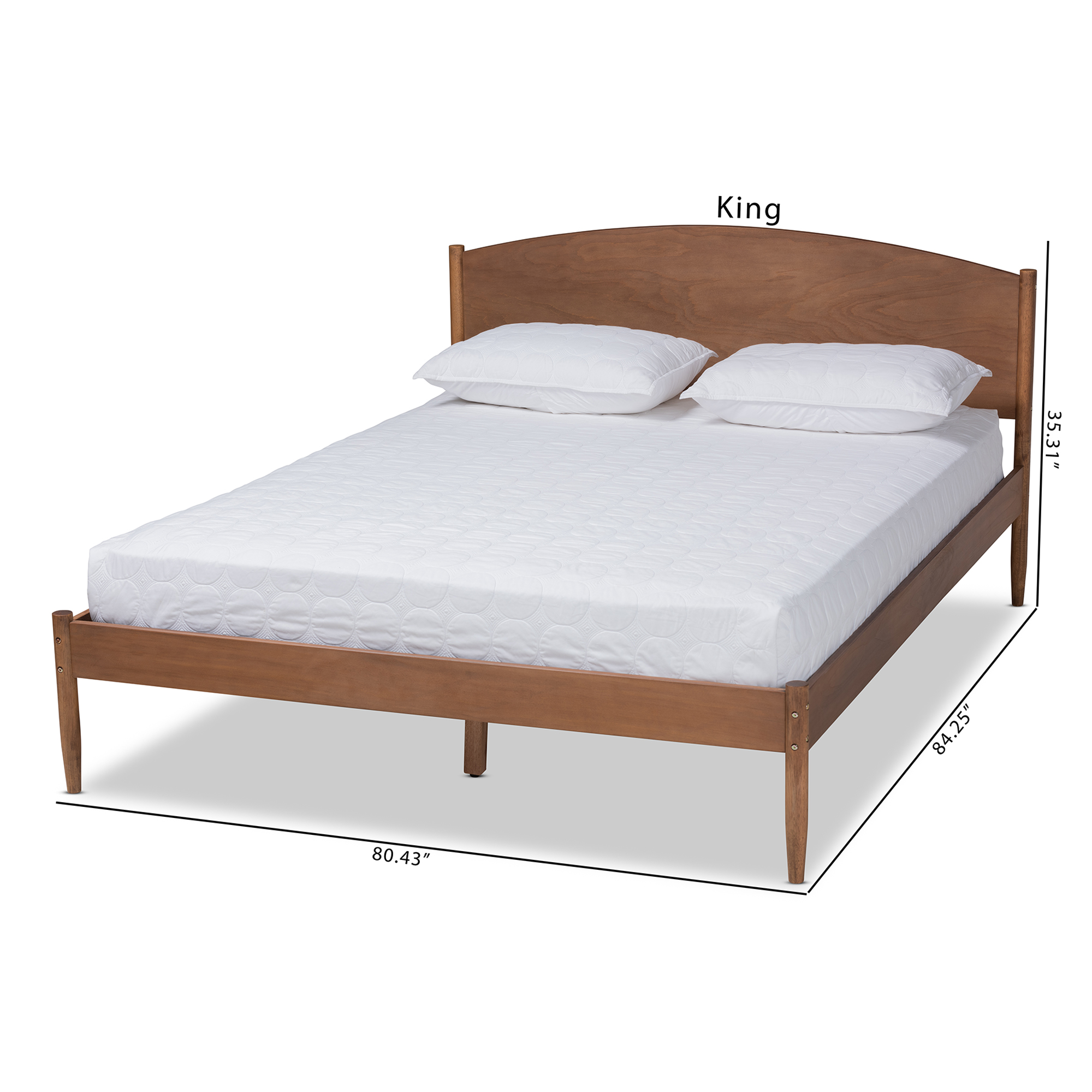 Baxton Studio Leanora MidCentury Modern Ash Wanut Finished King Size Wood Platform Bed