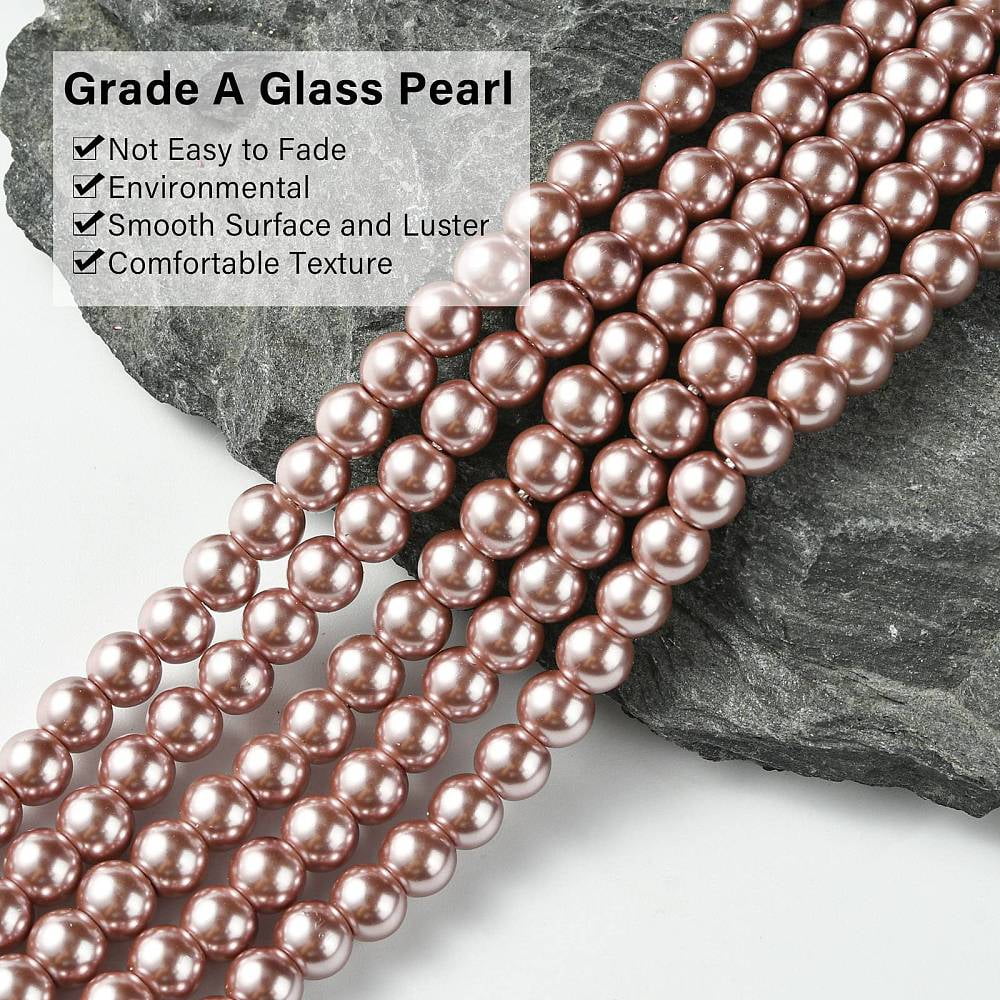 Eco-Friendly Dyed Glass Pearl Beads Strands Grade A Round Cotton Cord Threaded Rosy Brown 6mm Hole: 1.2~1.5mm about 70pcs/strand 15.7 inch