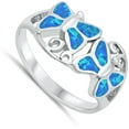 thumbnail image 4 of CHOOSE YOUR COLOR Mosaic Butterfly Ring Love .925 Sterling Silver Band Blue CZ Female Size 5, 4 of 4