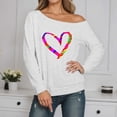 thumbnail image 1 of TINZ Mode Femme Chandail à Manches Longues Épaules Dénudées Chandail Décontracté Col Rond Tunique avec Imprimé pour Automne Hiver Veste à Fermeture Éclair Complète Chemise Automne Grande Taille, 1 of 3