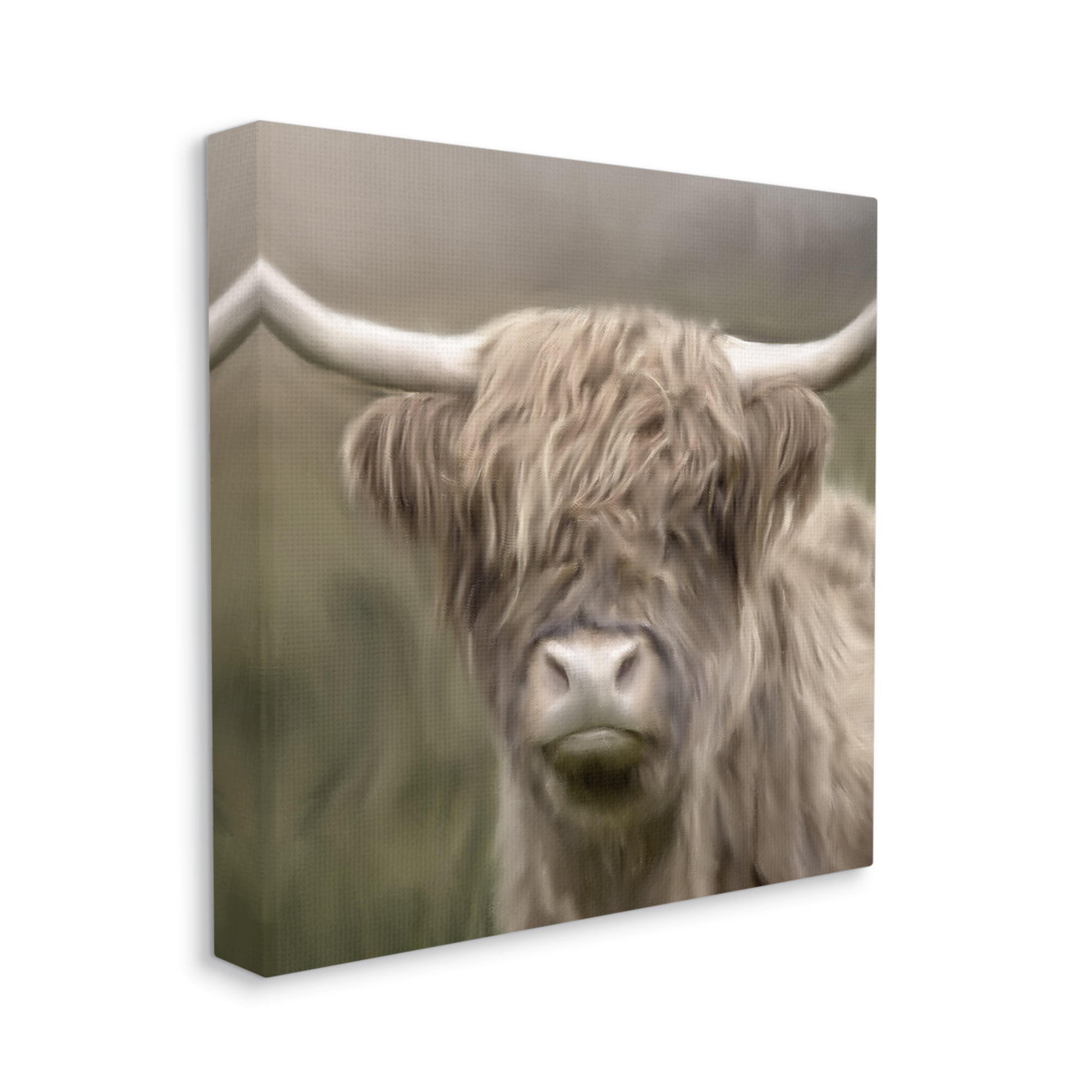 Stupell Industries Soft Highland Cow Animals & Insects Painting Gallery Wrapped Canvas Art Print Wall Art, 30 x 30