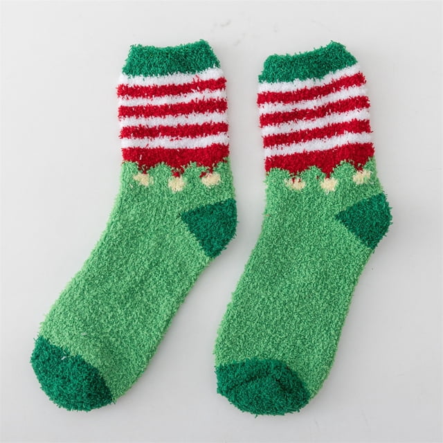 Lady Senior Plush Sleeping Socks Home Coral Velvet Socks Christmas Socks