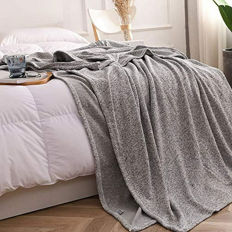 KAWAHOME Knit Blanket Lightweight Breathable Fuzzy Heather Jersey