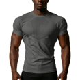 thumbnail image 2 of Yifymode Men's Compression Shirts Short Sleeve Body Shaper Slimming Shapewear Baselayer Athletic Workout Shirts,Light Gray XL, 2 of 3