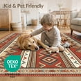 thumbnail image 4 of ODIKA 8'x10' Washable Area Rug Boho Earthy Large Terracotta Ivory Vertical Stripes Dotted Bohemian for King Size Bedroom Under Bed, Master Suite, Non-Shedding, Easy Care, 4 of 7