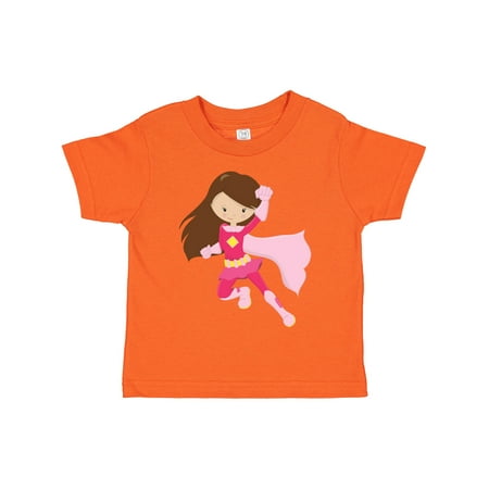 

Inktastic Superhero Girl Cute Girl Brown Hair Pink Cape Girls Toddler T-Shirt