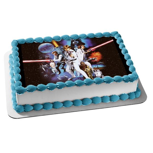 Cupcake Toppers/ Birthday/ Vadar Star Wars 7 Inch Edible Image Cake 