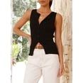 thumbnail image 2 of SUNSIOM Women's Summer Ribbed Knit Tank Tops Slim Fit Button Up Open Front Shirts Basic Casual Top, 2 of 7