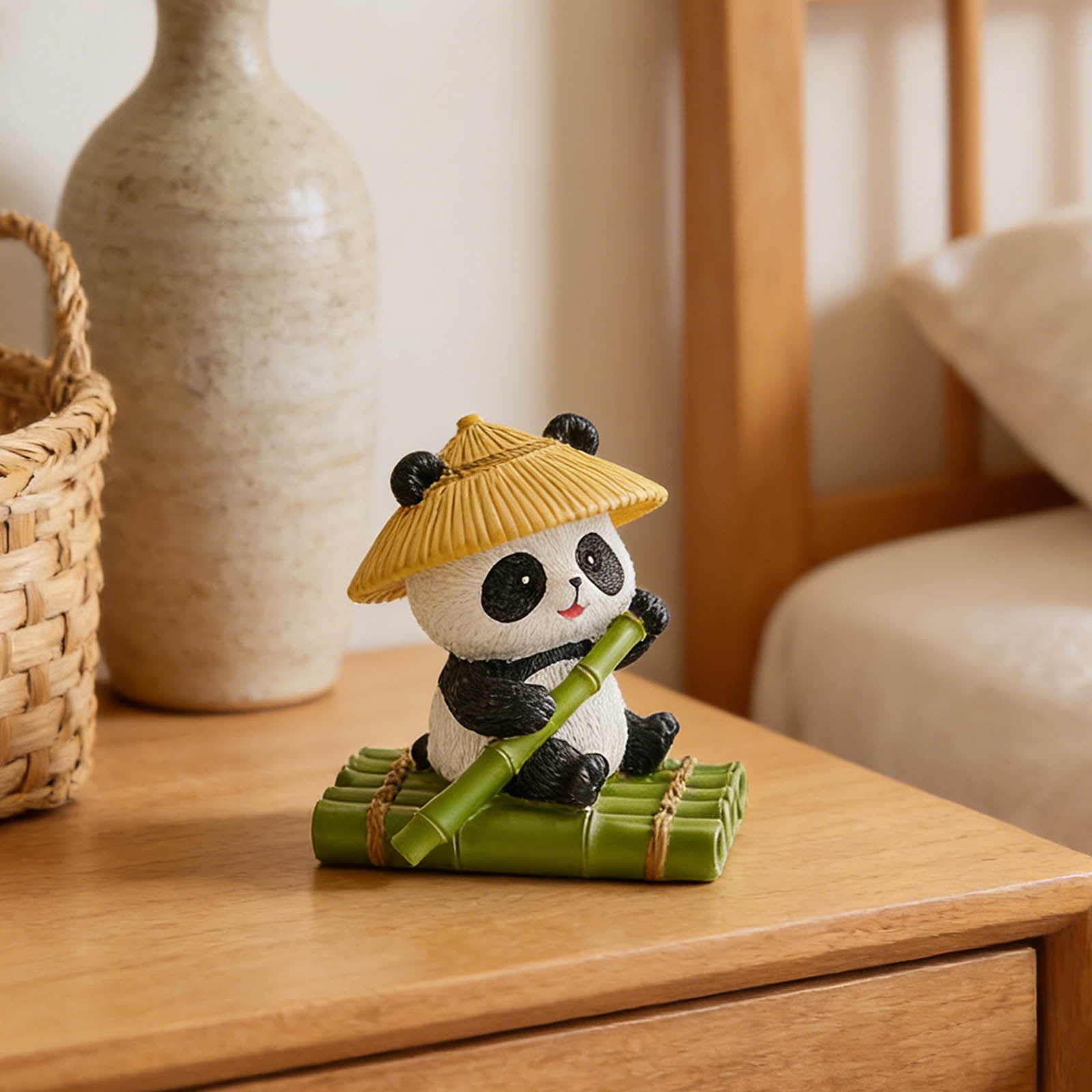 Cute Panda Fisher Sculpture - Funny Fishing Panda Statue for Aquarium Tank, Garden Patio Decor, Animal Landscape Ornament and Panda Figurine Collectible