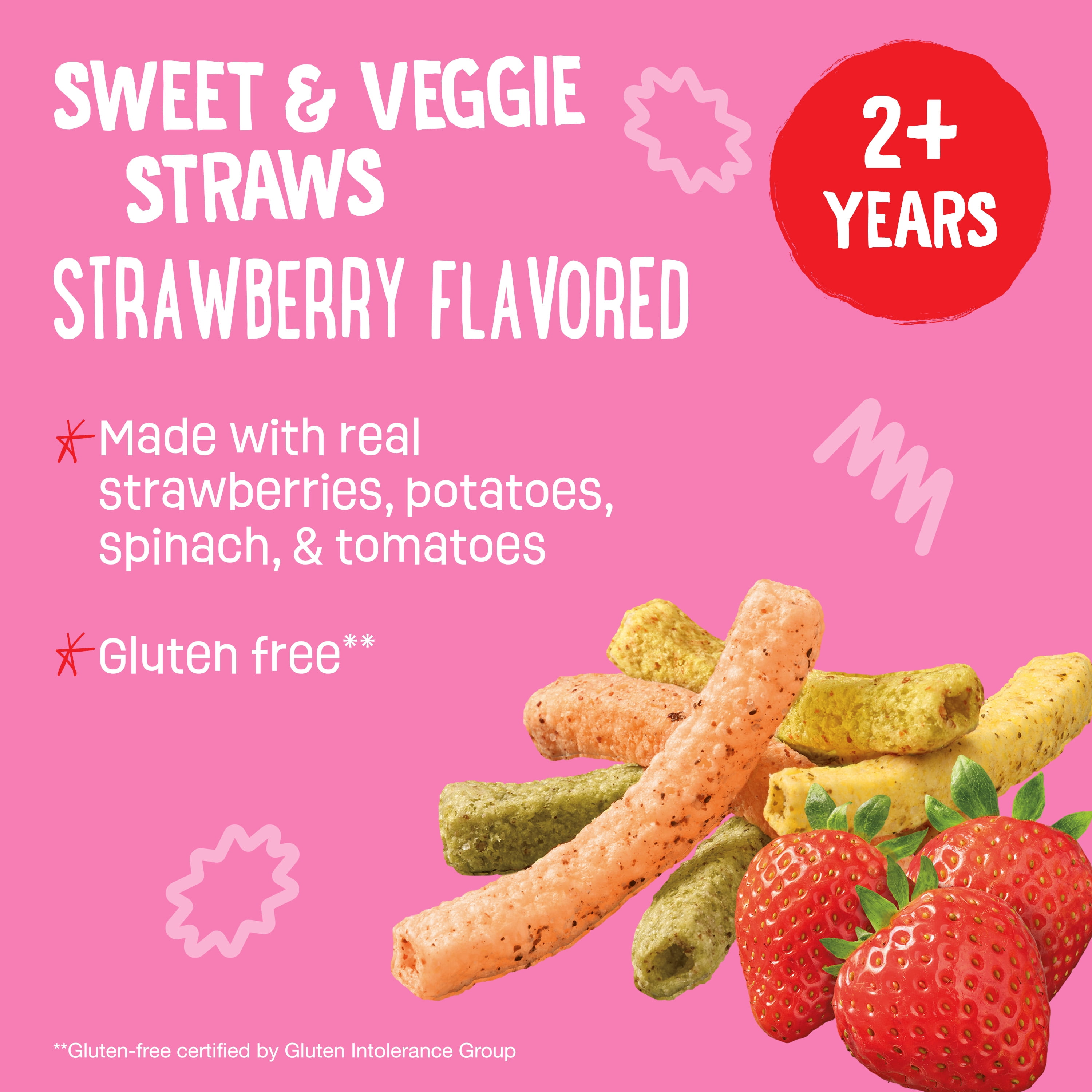 Earth's Best Organic Baby Toddler Snack Strawberry Sweet & Veggie Straws, 2.75 oz Bag