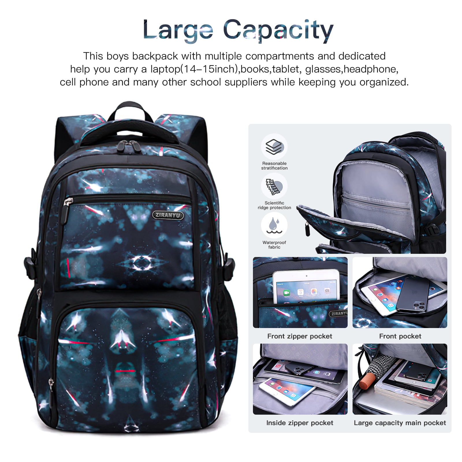 Kadyn 3 Piece School Backpack Sets with Lunch Bag and Pencil Bag, Book Bag for School, Dark Blue Kadyn 3 Piece School Backpack Sets with Lunch Bag and Pencil Bag, Book Bag for School, Dark Blue