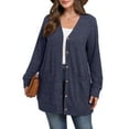 thumbnail image 2 of Cueply Women's Plus Size Sweater Long Sleeve Lightweight Cardigans Buttons Knited Casual Outwear Tops with Pockets 1X-4X, 2 of 9