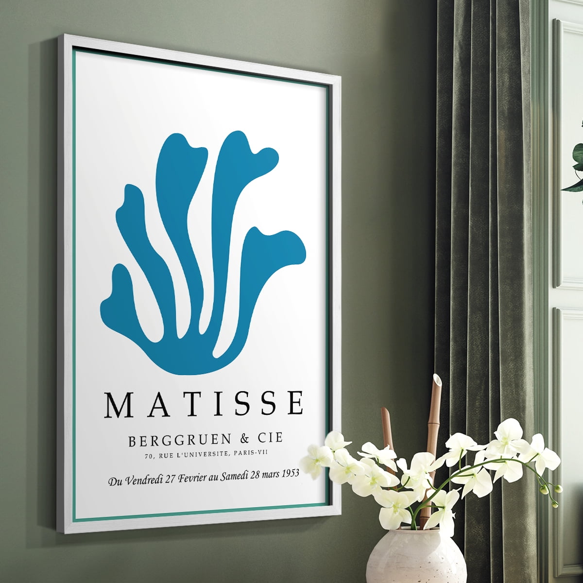 Matisse CCCXLIX in White Solid Wood 22 x 28 Framed Print