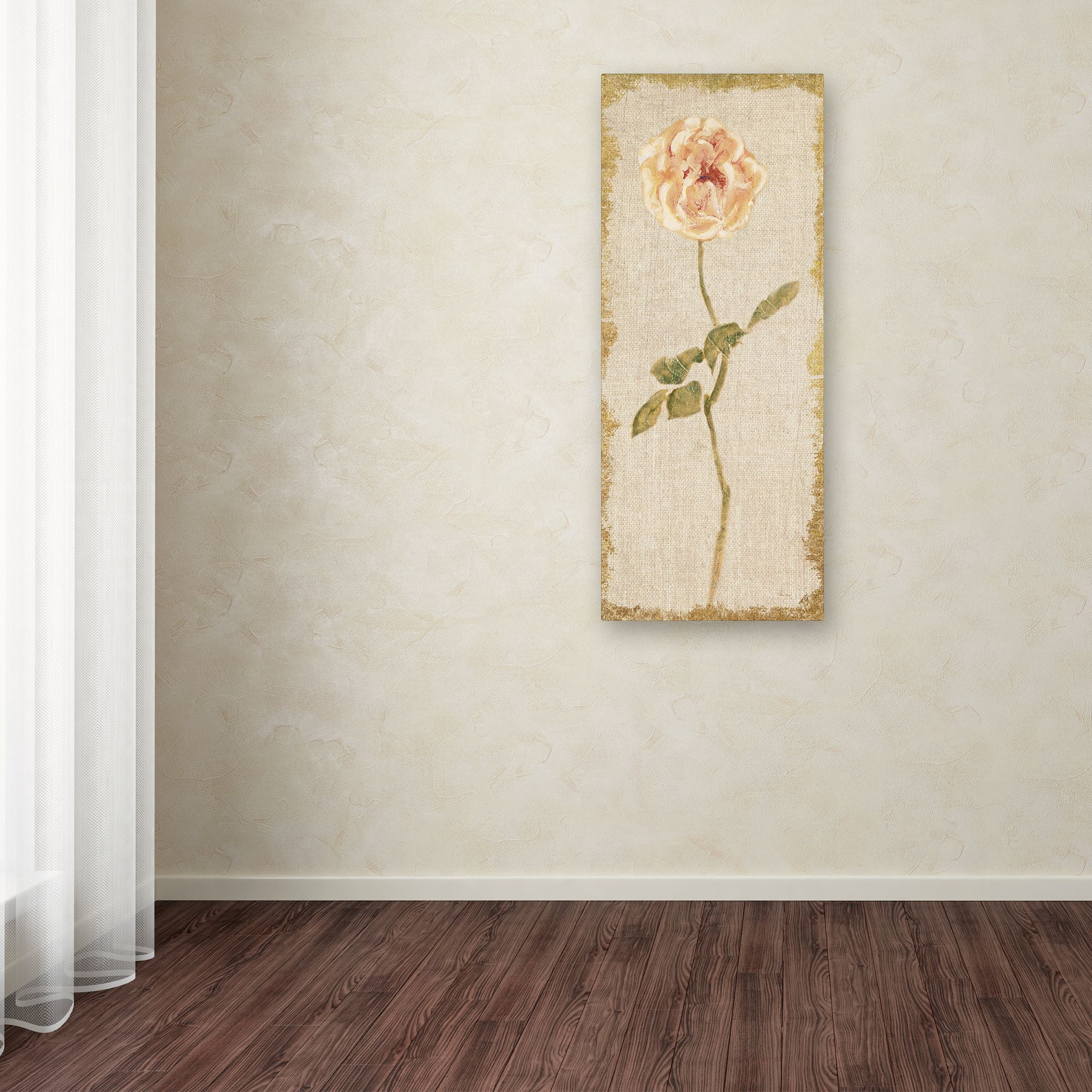 Trademark Fine Art 'Pale Rose Panel on White Vintage v2' Canvas Art by Cheri Blum