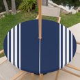 thumbnail image 6 of Round Outdoor Tablecloth with Umbrella Hole and Zipper, Navy Blue Striped Fitted Table Cover with Elastic Edge for 31-35 Inch, Farmhouse White Stripes Aesthetics Waterproof Patio Tablecoths, 6 of 9