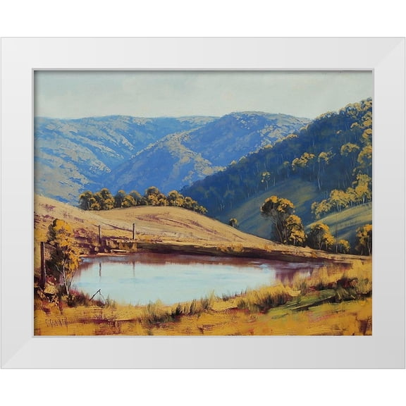 Gercken, Graham 14x12 White Modern Wood Framed Museum Art Print Titled - Farm Dam Hampton