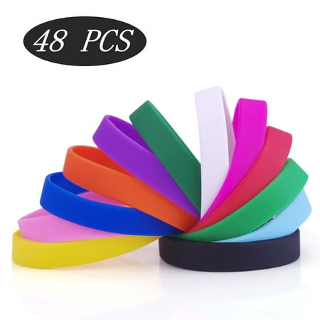 Gogo 48 Pcs Silicone Bracelets Set Assorted Colors Adult