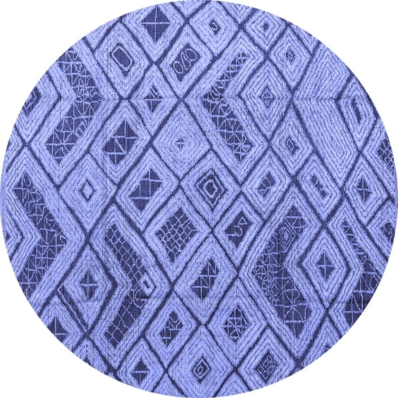 Ahgly Company Machine Washable Indoor Round Abstract Blue Modern Area Rugs, 5' Round