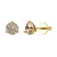 thumbnail image 2 of 2 Ct Round Cut Studs Yellow Moissanite 14K Yellow Solid Solid Gold Everyday Dainty Earrings Screw Back, 2 of 7