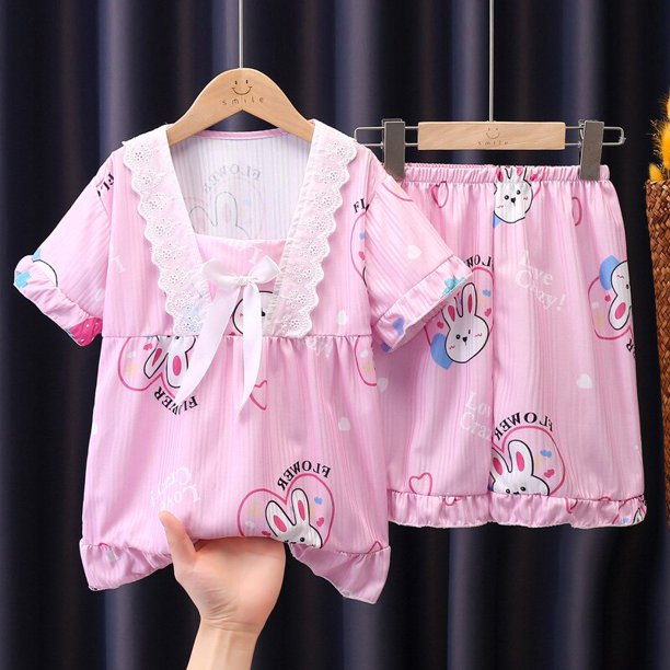 Conjunto de pijama con estampado de dibujos animados para niños y adultos, camisa de manga corta con lazo, Camiseta con estampado de My Melody Kuromi, ropa de verano para el hogar