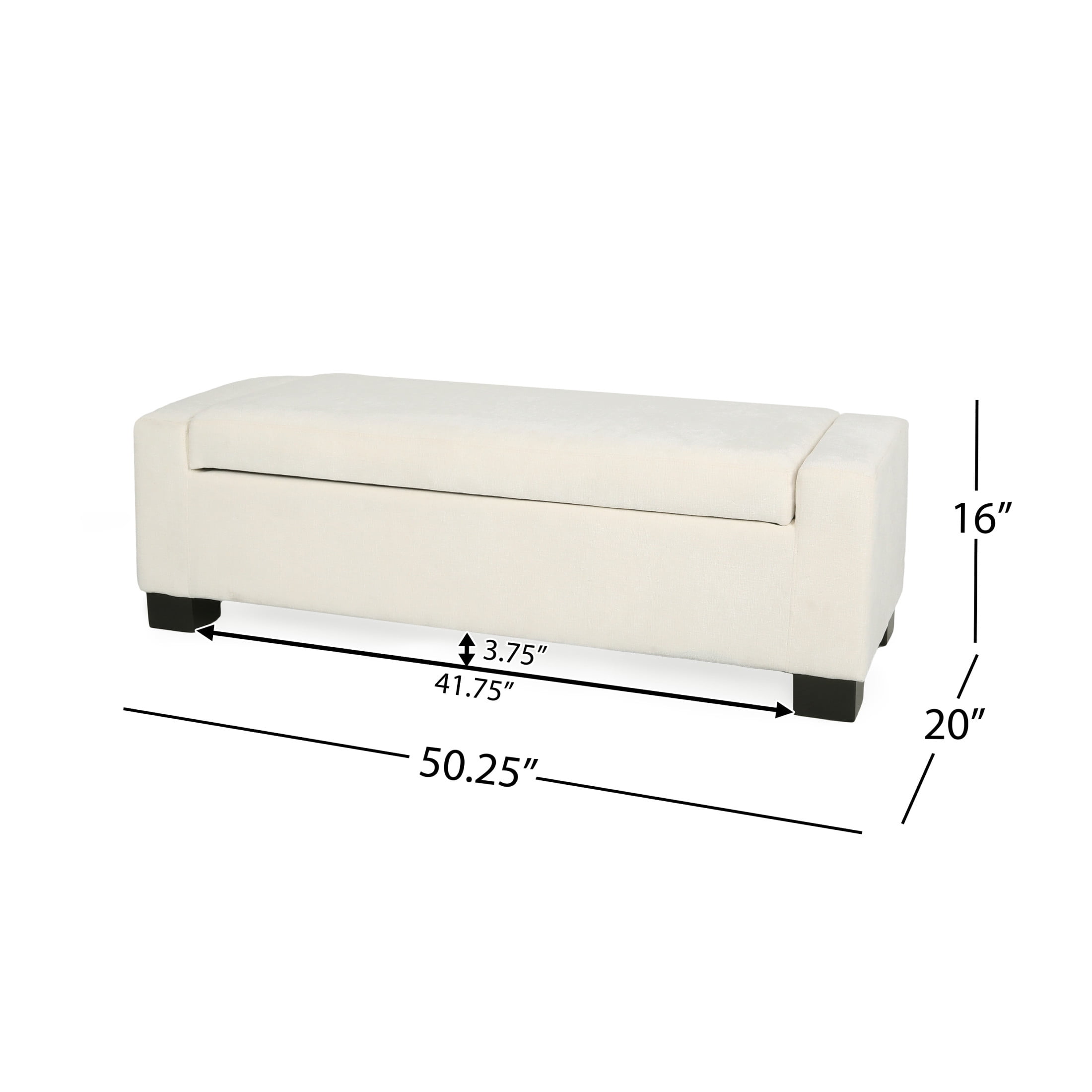 Noble House Betts Betts Modern Upholstered Storage Ottoman White