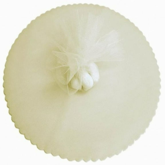 100 Scalloped Tulle Circles 9" Wedding Favor Wrap - Ivory