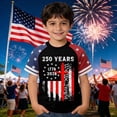 thumbnail image 2 of Ymyiu Kids 250 Shirt Boys 250 Anniversary USA Shirt Vintage 250 Years America Shirt Short Sleeve Celebration Patriotic Flag 1776-2026 Tshirt 1-2T, Black, 2 of 3