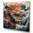 thumbnail image 2 of Designart "Japanese Dragon and Wave Off Kanagawa V" Abstract Wall Art - Modern Blue Dragons Entryway Wall Art Print, 2 of 6