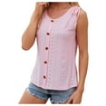 thumbnail image 1 of YFELWZ Womens Plus Size Summer Solid Color Crewneck Button Drawstring Loose Vest Top RD1 M, 1 of 9