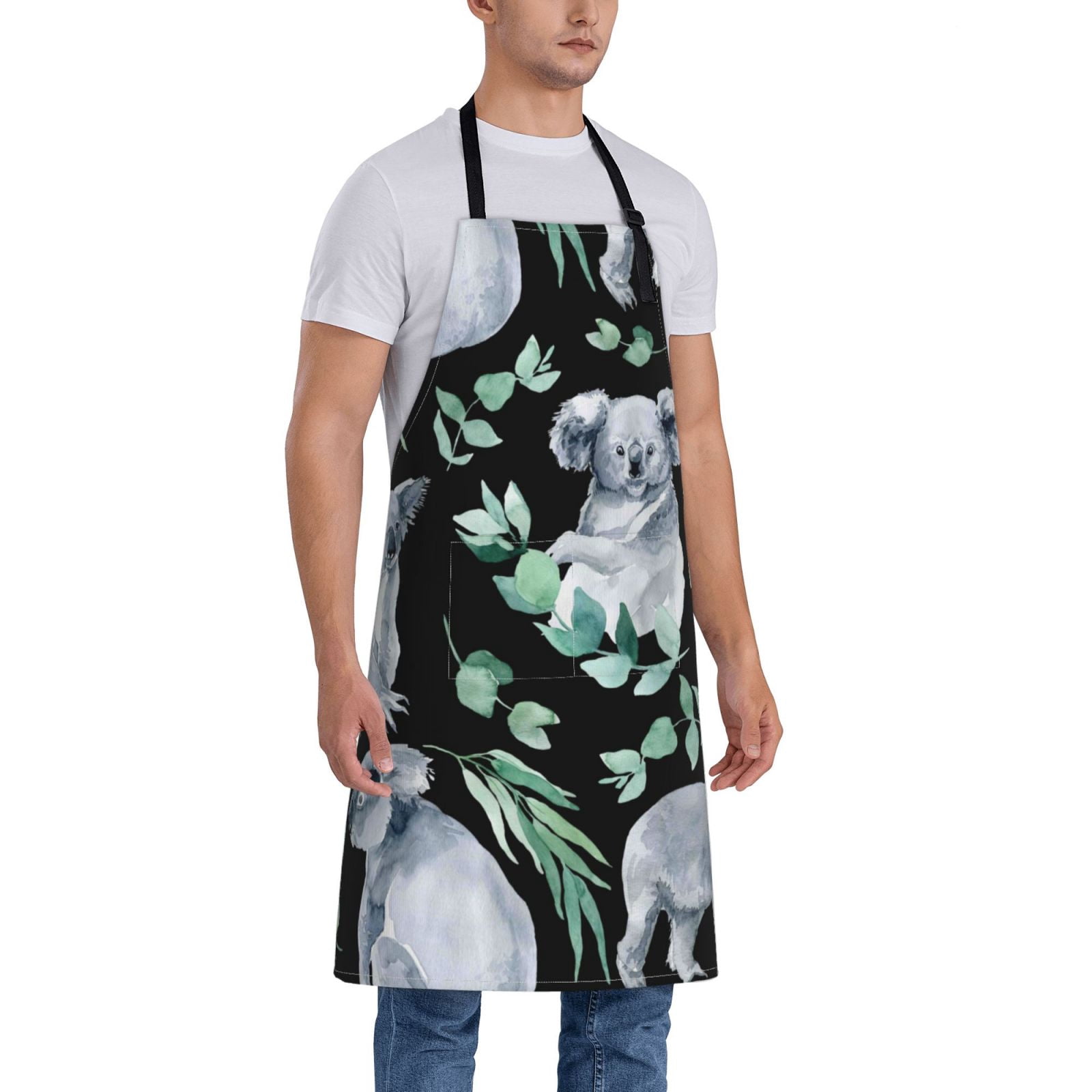 Kdxio Cartoon Koala Bear Apron with Pockets Adjustable Kitchen Aprons for Men Women Waterproof Aprons for Cooking,Drawing,Crafting, Baking Household Cleaning