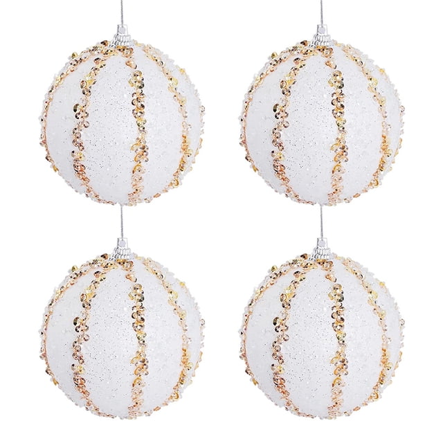 4 piezas de adornos de espuma con purpurina de bolas de Navidad de 3,15 pulgadas para decoraciones de árboles de Navidad Zhivalor CPB-SSW432-1