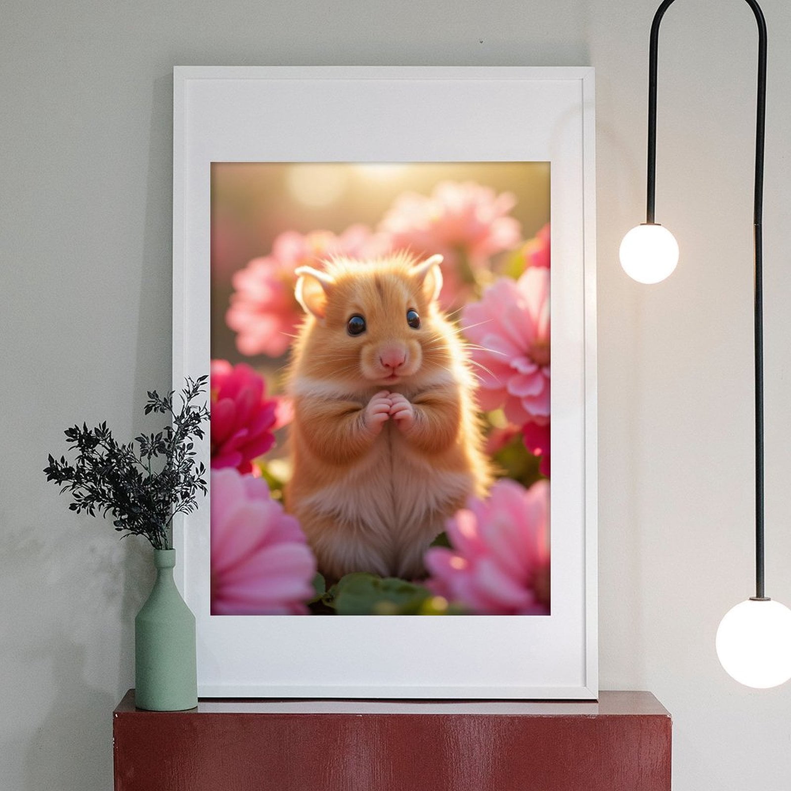 Diamond Art Kit for Adults, Cute Hamster Among Pink Flowers Diamond Painting for Adults Beginners, DIY Diamond Art Painting Kits, 5D Diamond Painting Crafts for Home Decor 12x16 Frameless
